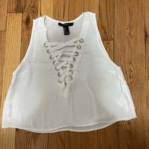 Forever 21 White Criss Cross Tank Top